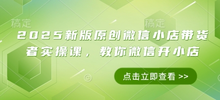 2025新版原创微信小店带货者实操课，教你微信开小店-副业城