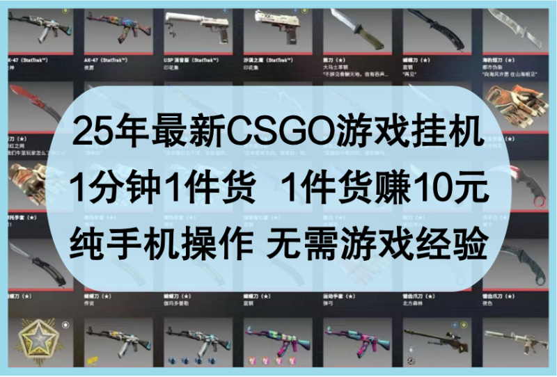 25年最新CSGO游戏挂机，1分钟1件货，1件货赚10元，纯手机操作，无需游戏经验-副业城