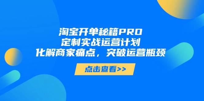 淘宝开单秘籍PRO，定制实战运营计划，化解商家痛点，突破运营瓶颈-副业城