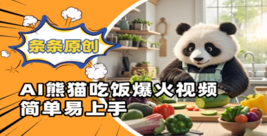Ai熊猫吃饭爆火视频，条条原创，简单易上手-副业城