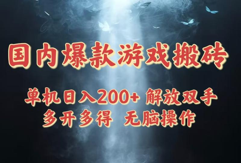 （14659期）国内爆款游戏搬砖，单机日入200+，长期稳定，多开多得，无脑操作-副业网