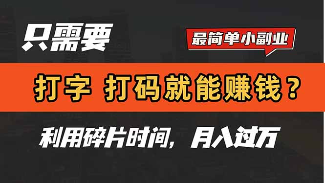 （14673期）只需要打字，打码，就能赚钱？简单的赚钱小副业，利用碎片时间，月入过万-副业网