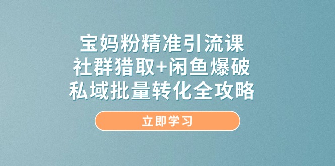 （14820期）宝妈粉精准引流课，社群猎取+闲鱼爆破，私域批量转化全攻略-副业网