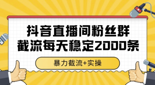 抖音直播间粉丝群暴力截流，一台电脑每天稳定2000条数据，暴力截流+实操-副业网