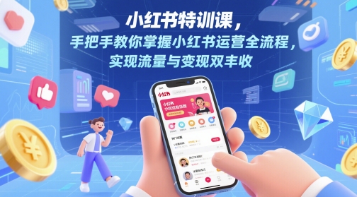 小红书特训课，手把手教你掌握小红书运营全流程，实现流量与变现双丰收-副业网