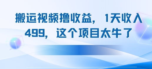 搬运抖音中视频撸收益，1天收入多张，这个项目太牛了-副业网