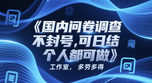 国内问卷调查，不封号，可日结，多劳多得，工作室，个人都可做-副业网