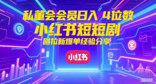 私董会会员日入4位数小红书红果短剧拉新爆单经验分享-副业网