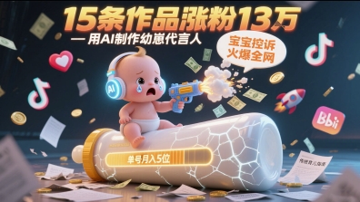 用AI制作幼崽代言人，宝宝的控诉火爆全网，15条作品涨粉13W，单号月入5位数实操教程-副业网