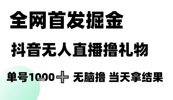 全网首发掘金抖音无人直播撸礼物，单号1k +无脑撸，当天拿结果-副业网