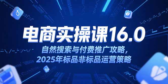 淘宝电商运营课16.0，自然搜索与付费推广攻略，2025年标品非标品运营策略-副业网
