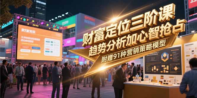 财富定位三阶课，趋势分析加心智抢占，附赠91种营销策略模型-副业网