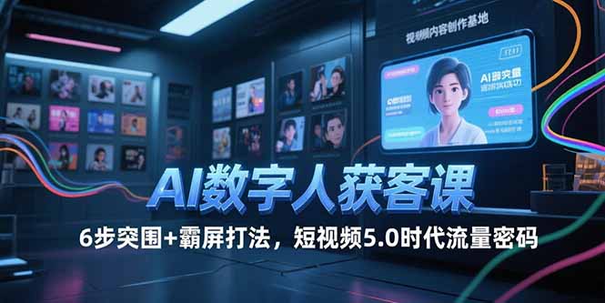 AI数字人获客课，6步突围+霸屏打法，短视频5.0时代流量密码-副业网