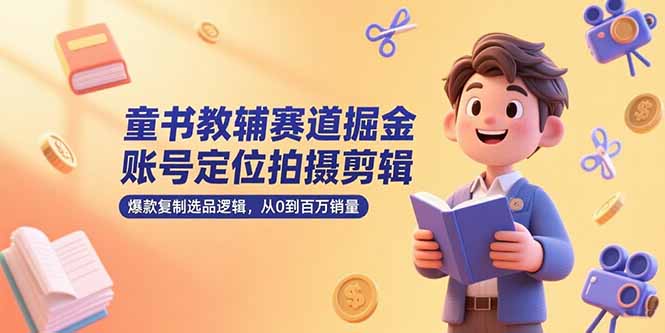 童书教辅赛道掘金，账号定位拍摄剪辑，爆款复制选品逻辑，从0到百万销量-副业网