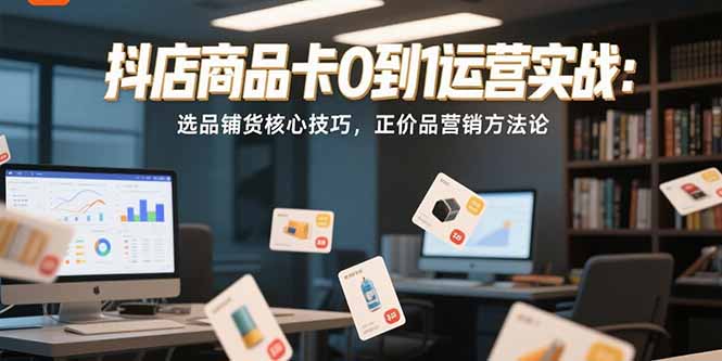 抖店商品卡0到1运营实战：选品铺货核心技巧，正价品营销方法论-副业网