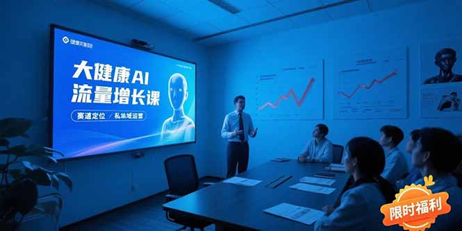 大健康AI流量增长课8.0，赛道定位方法论，AI数字人内容生产，私域转化运营-副业网