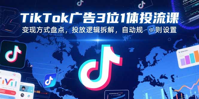 TikTok广告3位1体投流课，变现方式盘点，投放逻辑拆解，自动规则设置-副业网