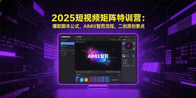 2025短视频矩阵特训营：爆款脚本公式，AIMIX智剪流程，二创原创要点-副业网