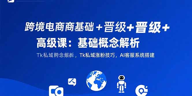 跨境电商基础+晋级+高级课：基础概念解析,Tk私域涨粉技巧,AI客服系统搭建-副业网