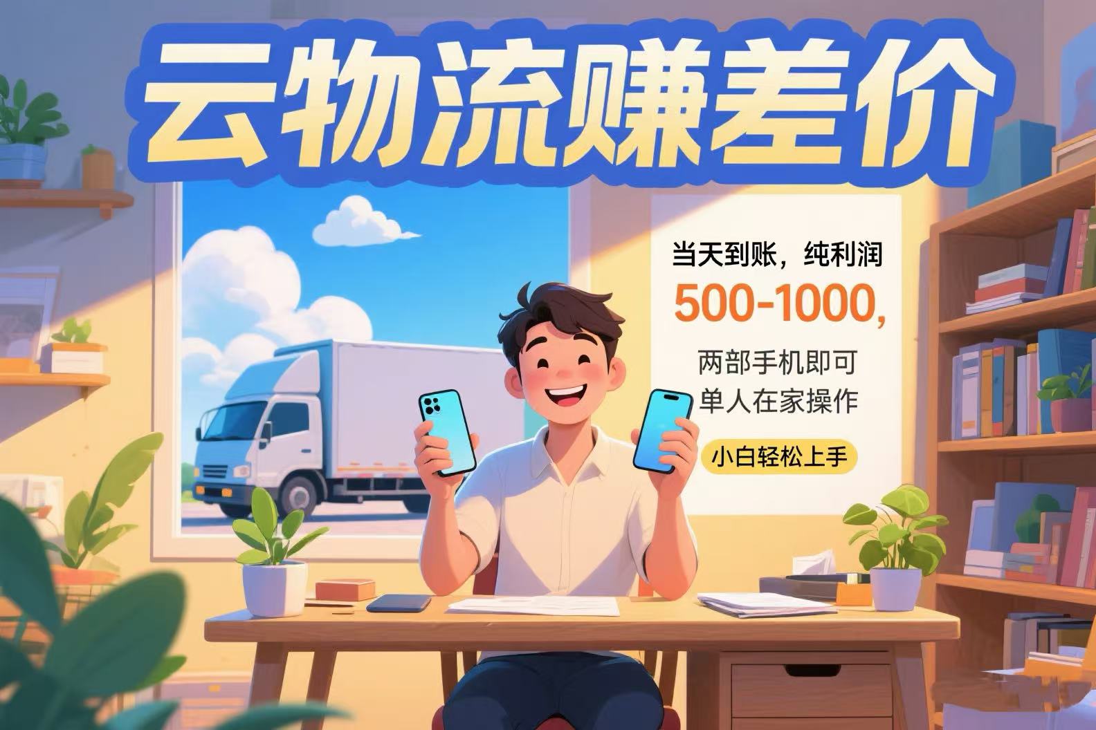 云物流赚差价 当天到账纯利润500-1000 两部手机即可 可单人在家操作 小…-副业网