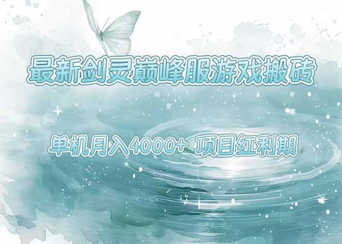 最新剑灵巅峰服游戏搬砖，项目红利期，单机稳定4000+操作简单好上手-副业网