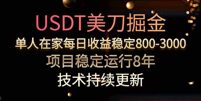 USDT美刀掘金，单人每日收益800-3000，稳定运行8年-副业网