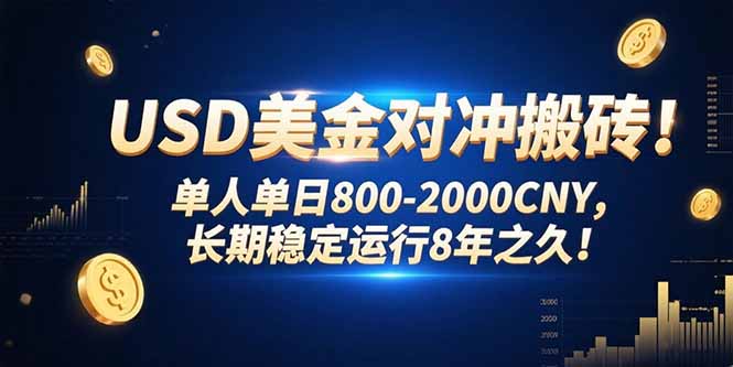 USD美金对冲搬砖!单人单日800-2000CNY，长期稳定运行8年之久!-副业网