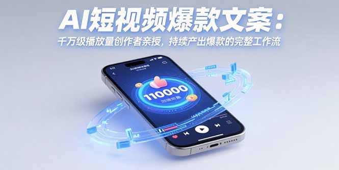 AI短视频爆款文案：千万级播放量创作者亲授，持续产出爆款的完整工作流-副业网