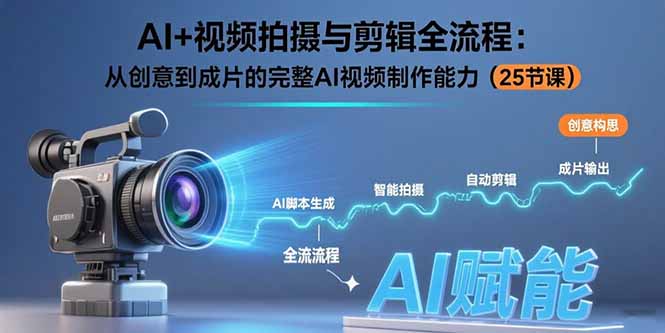 AI+视频拍摄与剪辑全流程：从创意到成片的完整AI视频制作能力(25节课-副业网