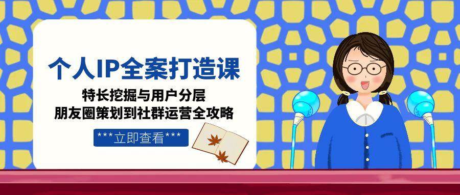 个人IP全案打造课，特长挖掘与用户分层，朋友圈策划到社群运营全攻略-副业网
