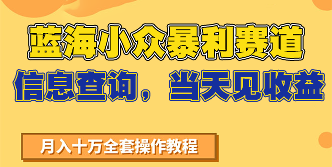 蓝海小众暴利赛道，信息查询，当天见收益，不讲玄学，7天搞了2万+-副业网