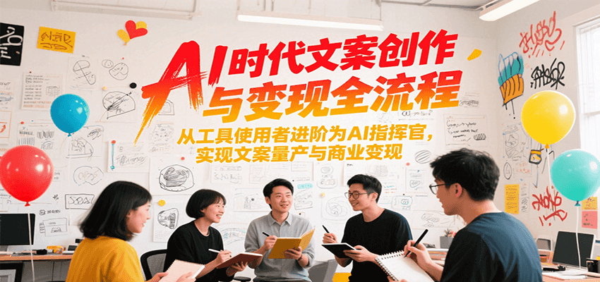 AI时代文案创作与变现全流程，从工具使用者进阶为AI指挥官，实现文案量产与商业变现-副业网
