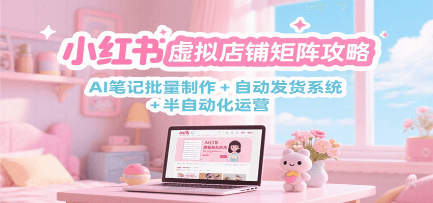 小红书虚拟店铺矩阵攻略：AI笔记批量制作 + 自动发货系统 + 半自动化运营-副业网