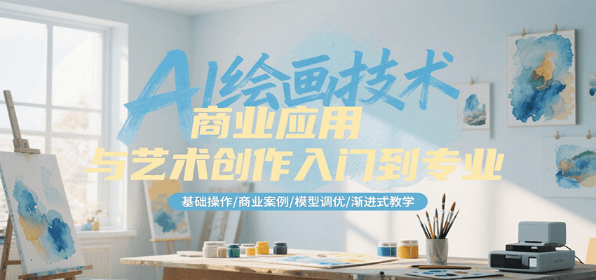 AI绘画技术商业应用与艺术创作入门到专业，基础操作/商业案例/模型调优/渐进式教学-副业网