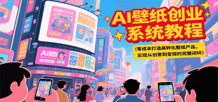 AI壁纸创业系统教程，零成本打造高转化壁纸产品，实现从创意到变现的完整闭环-副业网