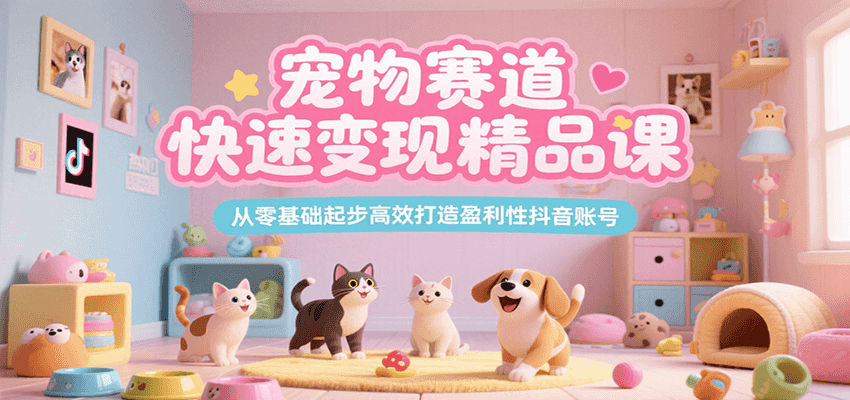 宠物赛道快速变现精品课，从零基础起步高效打造盈利性抖音账号-副业网