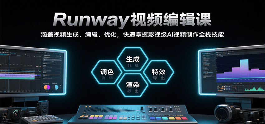 Runway视频编辑课，涵盖视频生成、编辑、优化，快速掌握影视级AI视频制作全栈技能-副业网