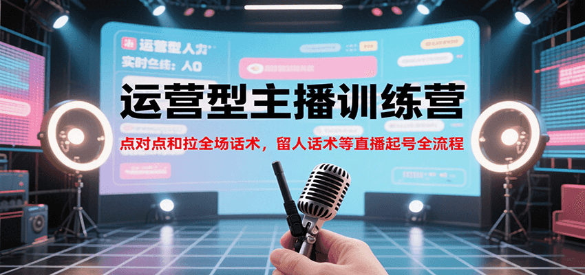 运营型主播训练营，点对点和拉全场话术，留人话术等直播起号全流程(更新7月)-副业网
