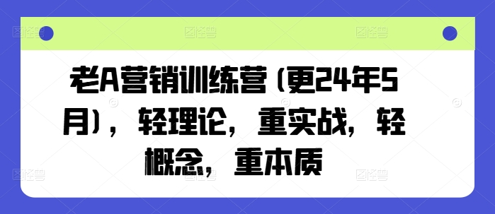 老A营销训练营(更25年6月)，轻理论，重实战，轻概念，重本质-副业网