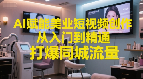 AI赋能美业短视频创作，从入门到精通，打爆同城流量，超级AI工具短视频实操落地-副业网