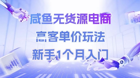 咸鱼无货源电商，高客单价玩法，新手1个月入门-副业网