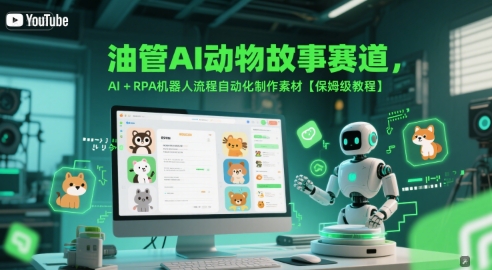 油管AI动物故事赛道，AI+RPA机器人流程自动化制作素材【保姆级教程】-副业网