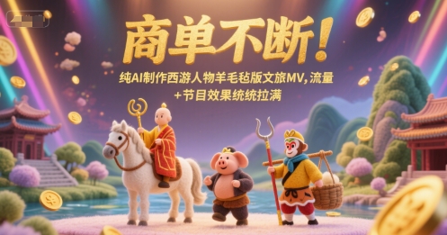 商单不断！纯AI制作西游人物羊毛毡版文旅MV，流量+节目效果统统拉满-副业网