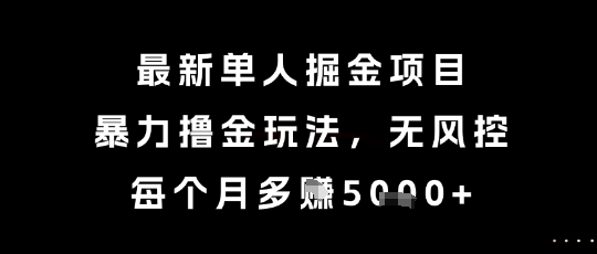 最新单人掘金项目，暴力撸金玩法，无风控，每个月多挣5k+【揭秘】-副业网