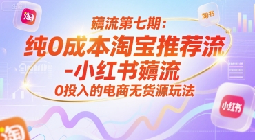 薅流第七期：纯0成本淘宝推荐流-小红书薅流最新版目，0投入的电商无货源玩法(附赠往期)-副业网