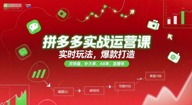 拼多多实战运营课，实时玩法，爆款打造，改销量，补大单，AB单，直播等(更新2025月)-副业网