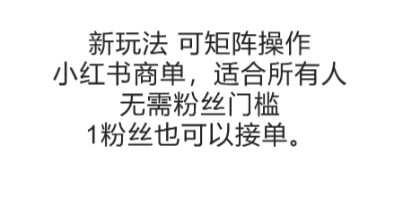 可矩阵操作，小红书商单新玩法，适合所有人，无需粉丝门槛，1粉丝也可以接单-副业网