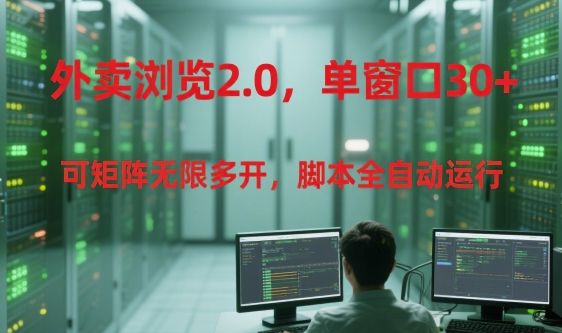 外卖浏览2.0，单窗口30+可矩阵无限多开，脚本全自动运行【揭秘】-副业网