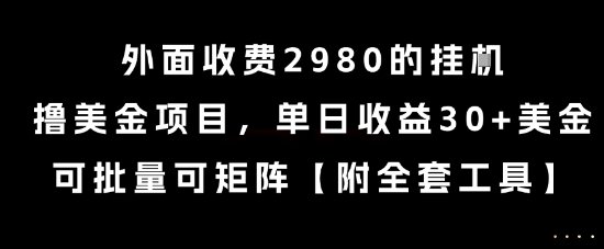 外面收费2980的挂G撸美金项目，单日收益30+美金，可批量可矩阵【揭秘】-副业网
