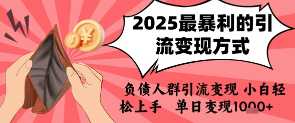 2025年最暴利的引流变现方式，负债人群引流变现，小白轻松上手，日入1k-副业网